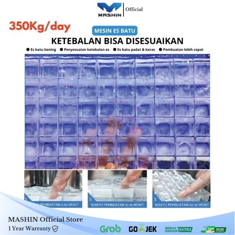 Mashin - Mesin Es Batu 250-350Kg/Hari Ice Cube Maker Machine - Gambar 3