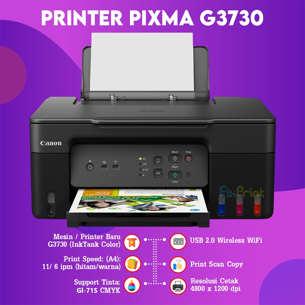 FixPrint Printer CANON PIXMA G3730 Green / Black All In One Wireless Wifi / G2010 G3010 G2730 Bergaransi Resmi - Gambar 3