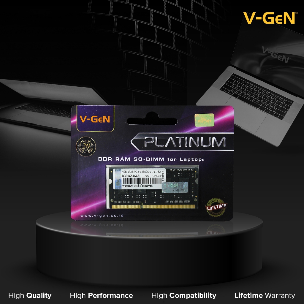 SODIMM DDR3 2GB 4GB 8GB PC-12800 / 1600Mhz RAM Laptop V-GeN | DDR3L 2/4/8 GB 1600 PC3/PC3L PLATINUM - Gambar 3