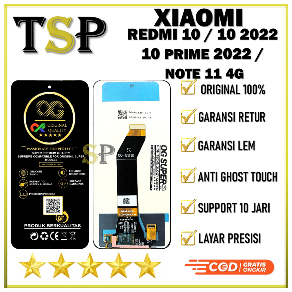 LCD TOUCHSCREEN XIAOMI REDMI 10 / REDMI 10 2022 / REDMI 10 PRIME 2022 / REDMI NOTE 11 4G COMPLETE ORIGINAL 1 SET