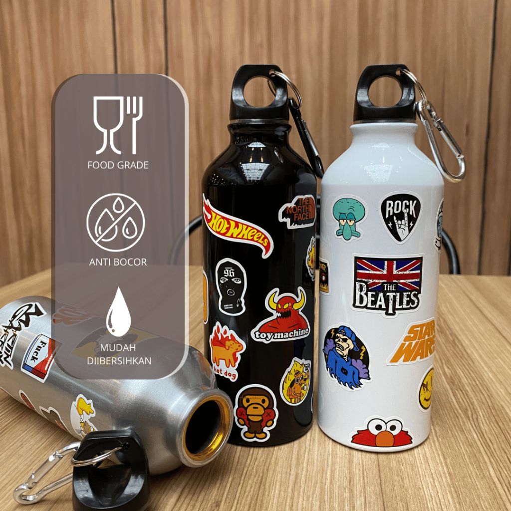 Botol Minum Sport Aesthetic Genz Carbiner Hype Stiker Premium 500 ML foto 3
