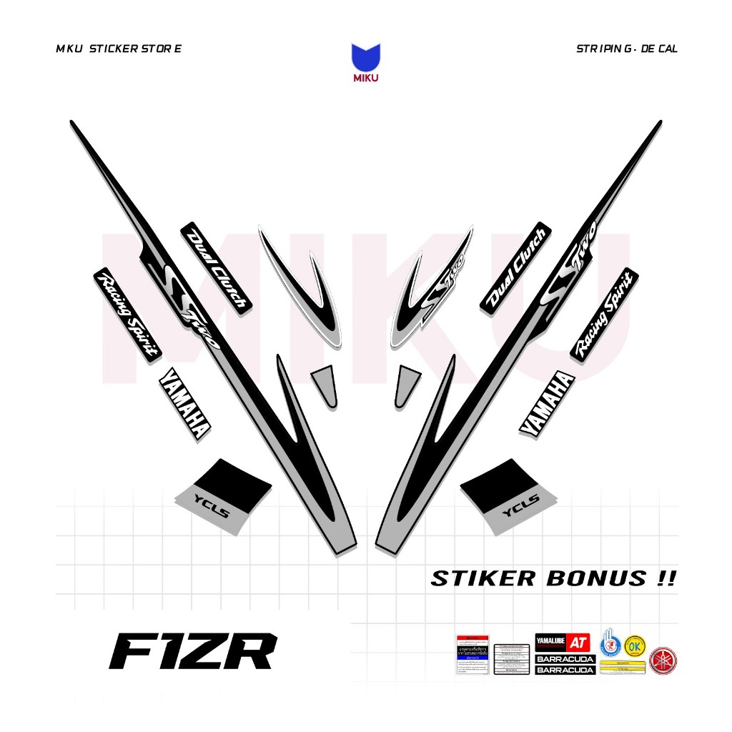 Fiz08b Yamaha FIZR F1ZR R Striping Trim Sticker with SS Two Racing ...
