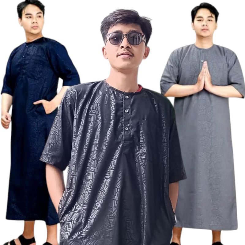 Al Buruj Store - Saudi Men's Robes Embossed Premium Short Sleeves Free ...