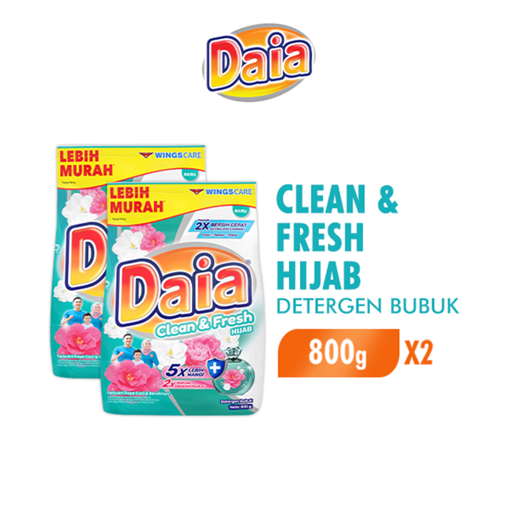 Daia Detergen Bubuk Clean & Fresh Hijab 800 g x2