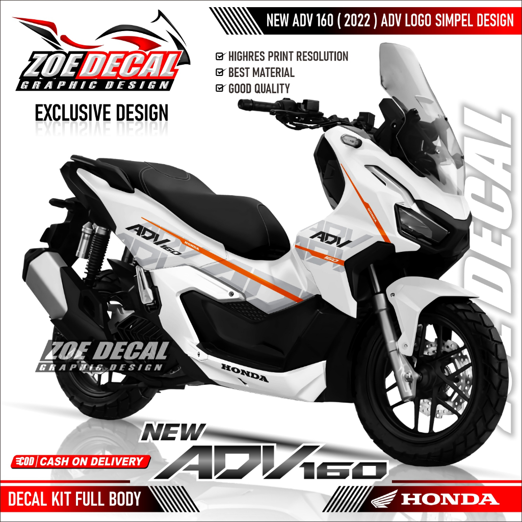 Latest Full Body Decal Sticker Honda ADV 160 Simple Motif ADV 160 Logo ...