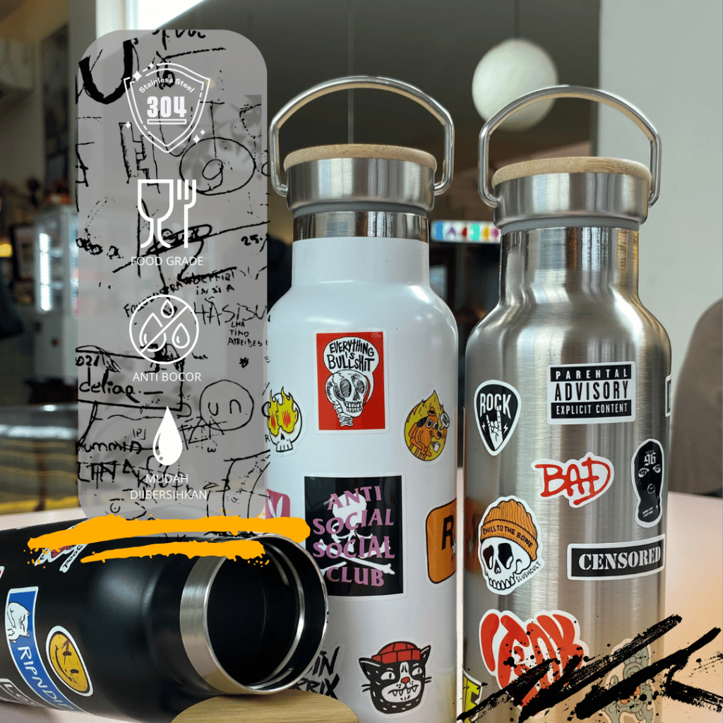 TUMBLER WOODEN GRIP HYPEBEAST Vacuum Insulated Tutup Bambu Tumbler Stainless Steel 500ml foto 4