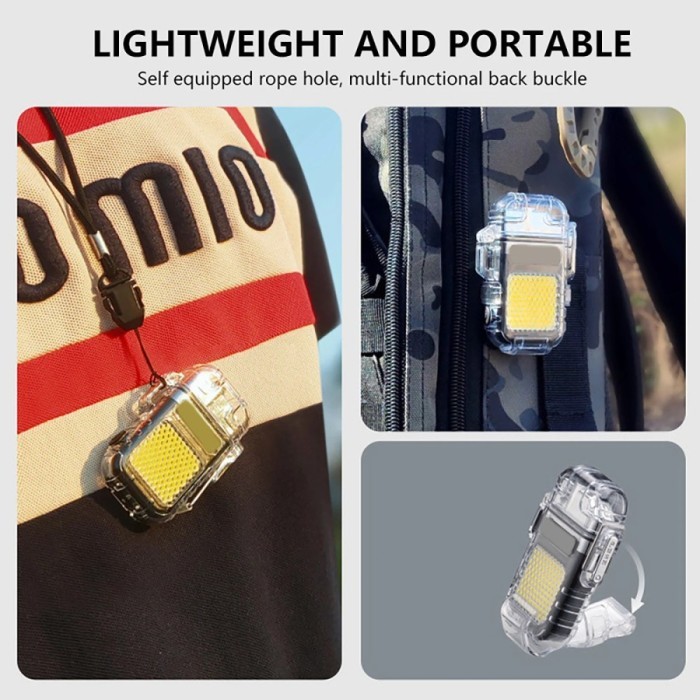 Elektrik USB Type C LED 3 Mode Lampu Senter Mini Tahan Air Pemantik Rokok Anti Angin Untuk Camping Outdoor - Gambar 2