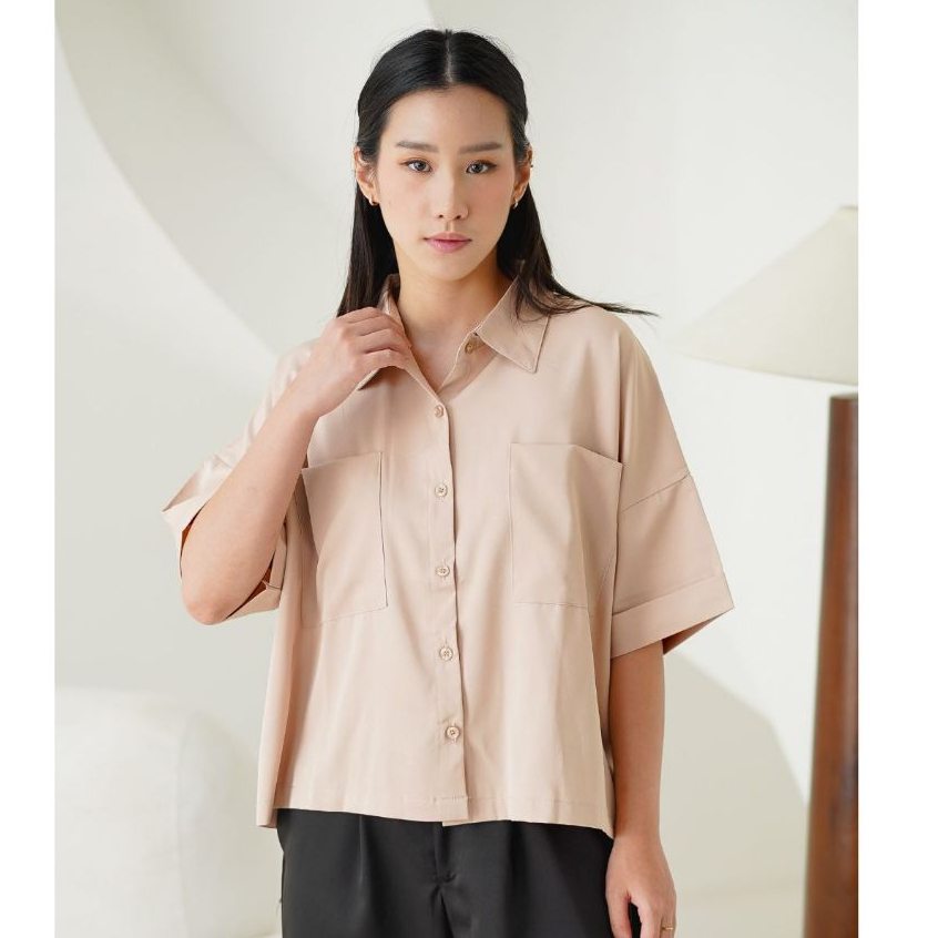 LEENBENKA Ghea Pocket Kemeja Wanita #9B05