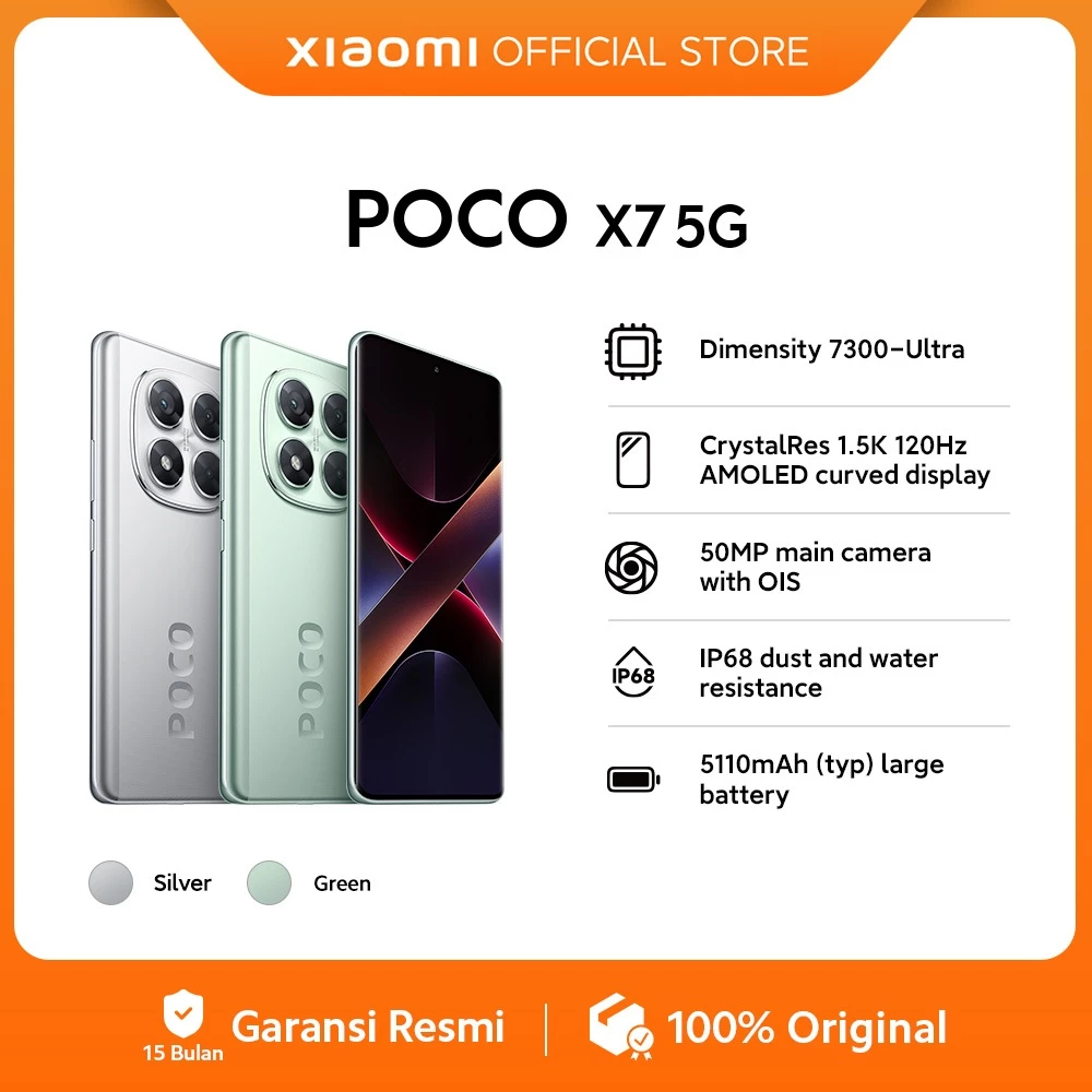 POCO X7 5G / Dimensity 7300-Ultra / CrystalRes 1.5K 120Hz AMOLED curved display / 50MP main camera with OIS [Official Store] - Gambar 2