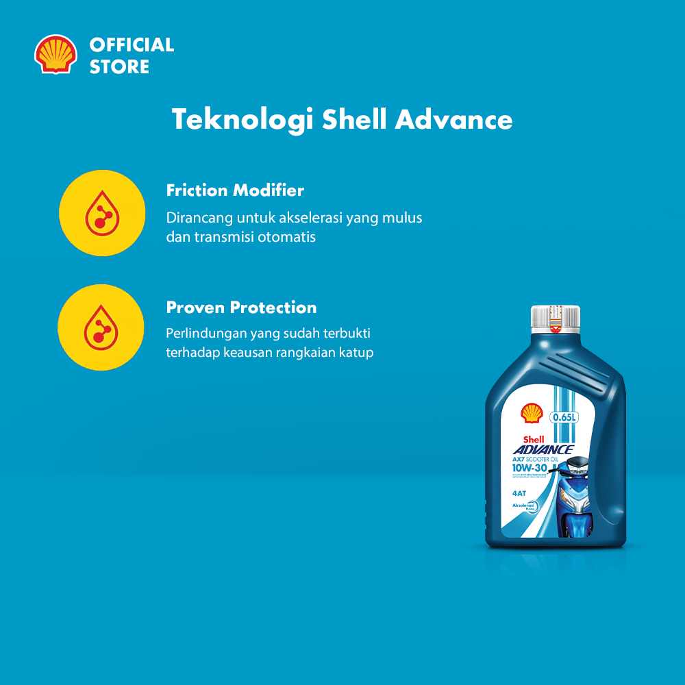 Oli Motor Shell Advance AX7 10W-30 (0.65L) – Synthetic Pelumas Mesin Motor Harian Matic Halus & Perlindungan Maksimal - Gambar 4