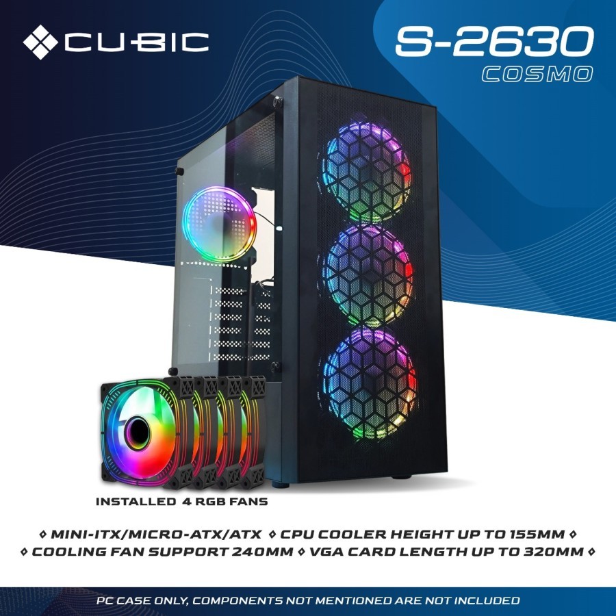 Cubic Cosmo S-2630 ATX Free 4Fan RGB Gaming PC Case | Shopee Singapore
