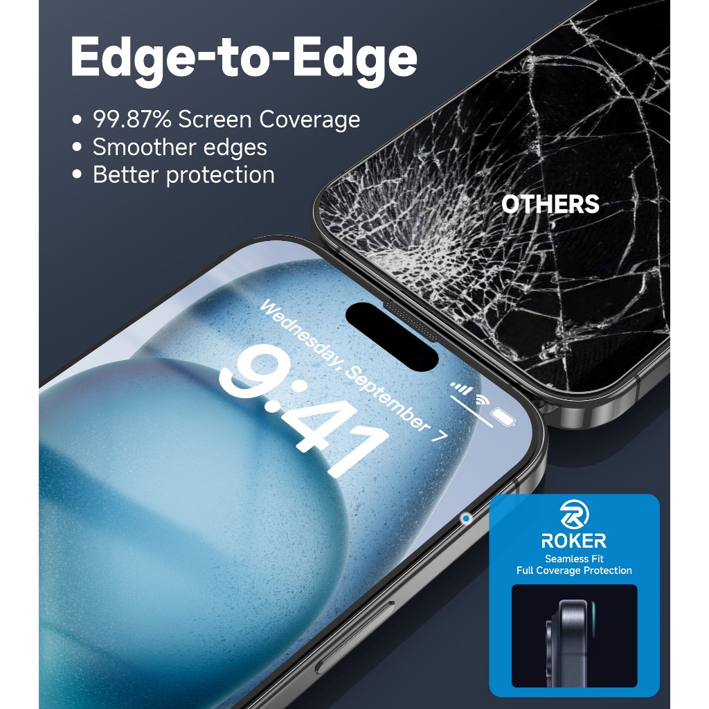 ROKER TEMPERED GLASS ULTRA HD CLEAR AND ANTI SPY /PRIVACY MATTE / ANTIGORES /PELINDUNG LAYAR IPHONE - Gambar 3