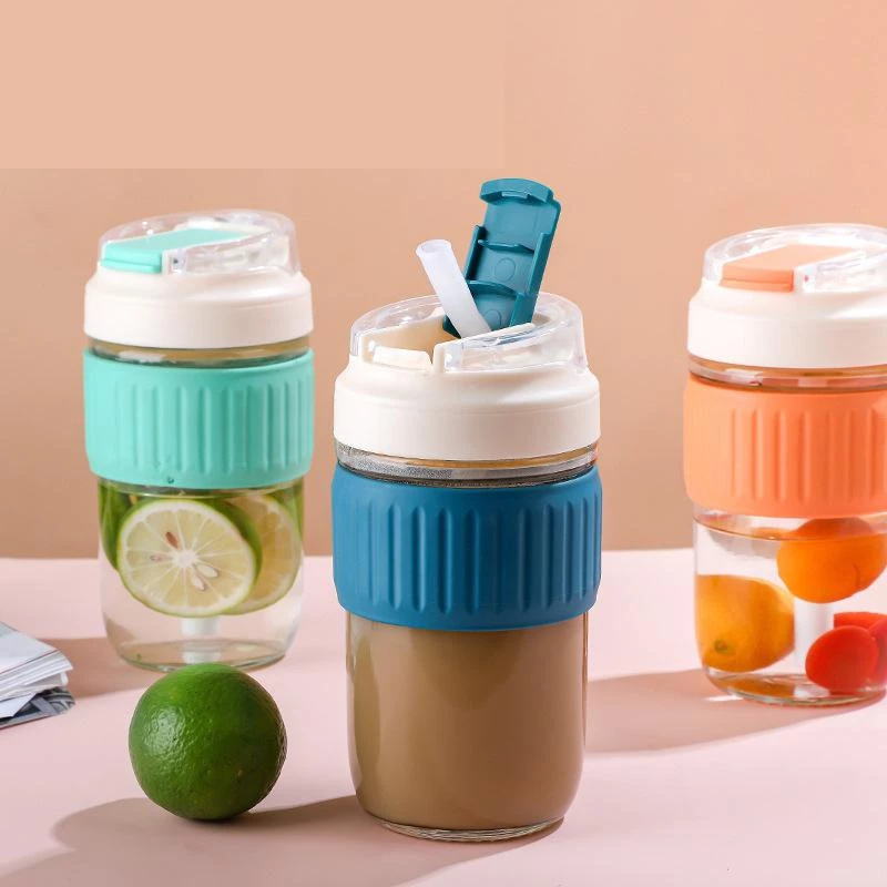 PUSAT17 B18 Botol Minum TUMBLER Botol Minum Kaca 500ml Botol Minum Sedotan Water Bottle Botol Minum Dengan Sedotan Anti Panas - Gambar 3
