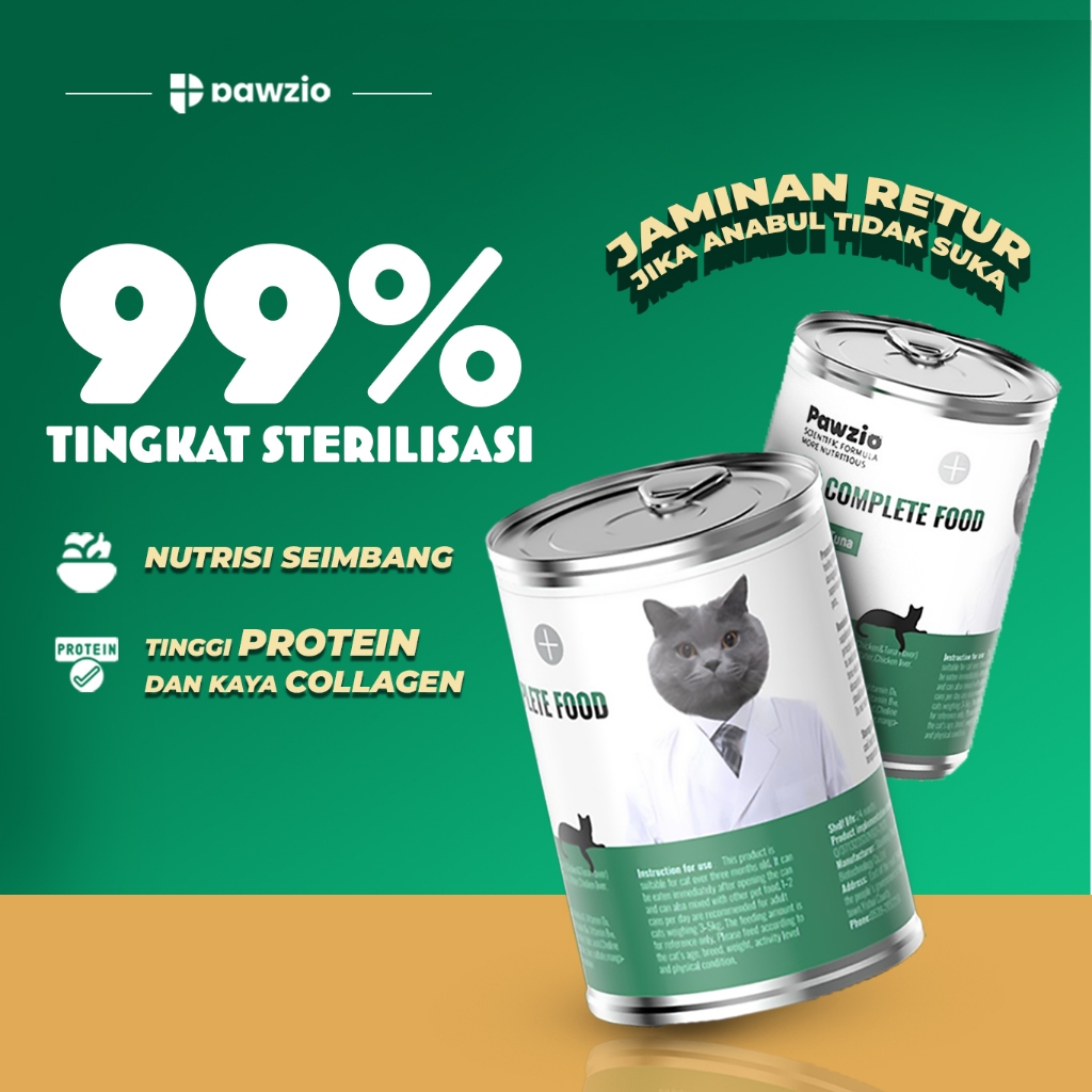 PAWZIO WETFOOD MAKANAN POKOK KUCING 3 VARIAN 400 GR MAKANAN POKOK KALENG KUCING ~ MAKANAN BASAH KUCING