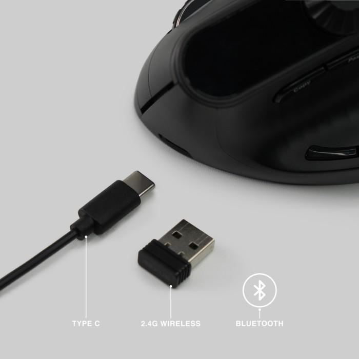 Rexus Clif Pro QV280 / QV-280 Mouse Office Ergonomic Vertical Wireless Bluetooth Mice - Gambar 2