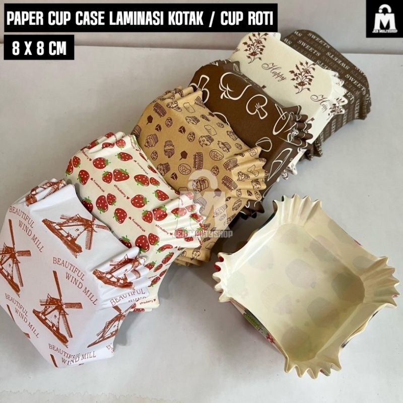 Paper cup case square/laminated box (windmill/polka dot/brown) contains ...