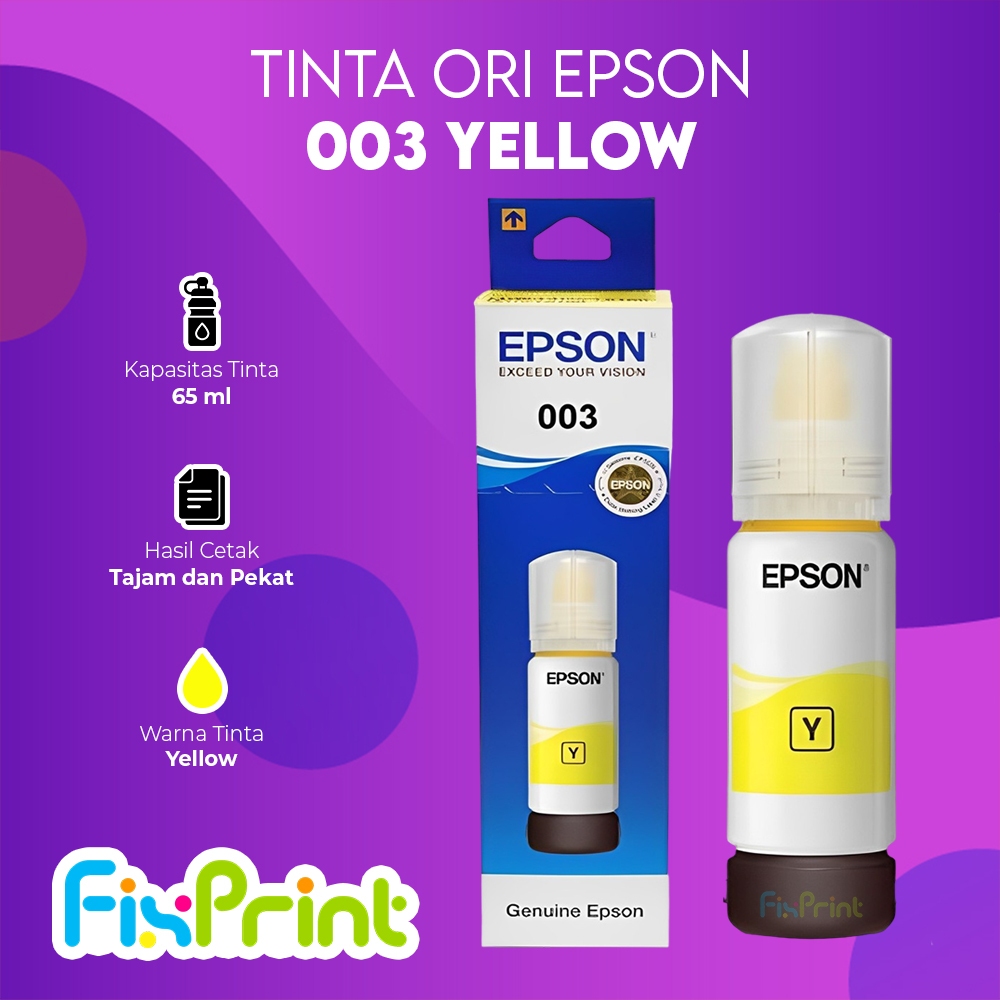 FixPrint Epson 003 Ink Netto 65ml Tinta Printer L1210 L3210 L3250 L3550 L5290 L5590 - Original Ori Black Color Warna Hitam Cyan Magenta Yellow