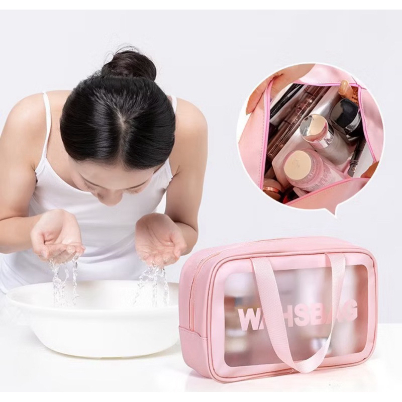 Pouch Kosmetik Transparan Pouch Traveling WashBag Travel Pouch Make Up - Gambar 4