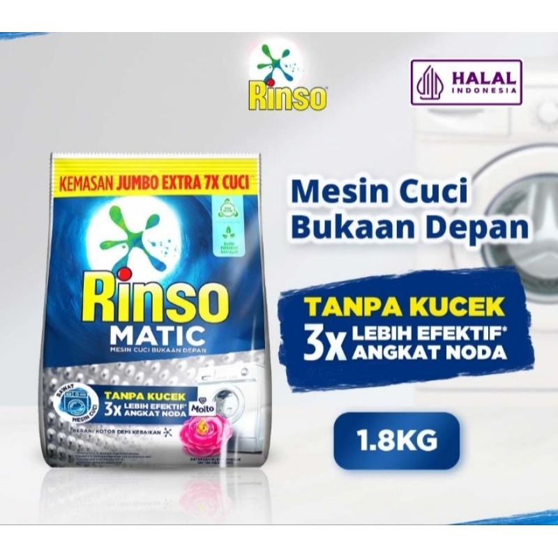 MESIN Rinso Matic Detergent Powder Front Loading Washing Machine 1.8kg ...