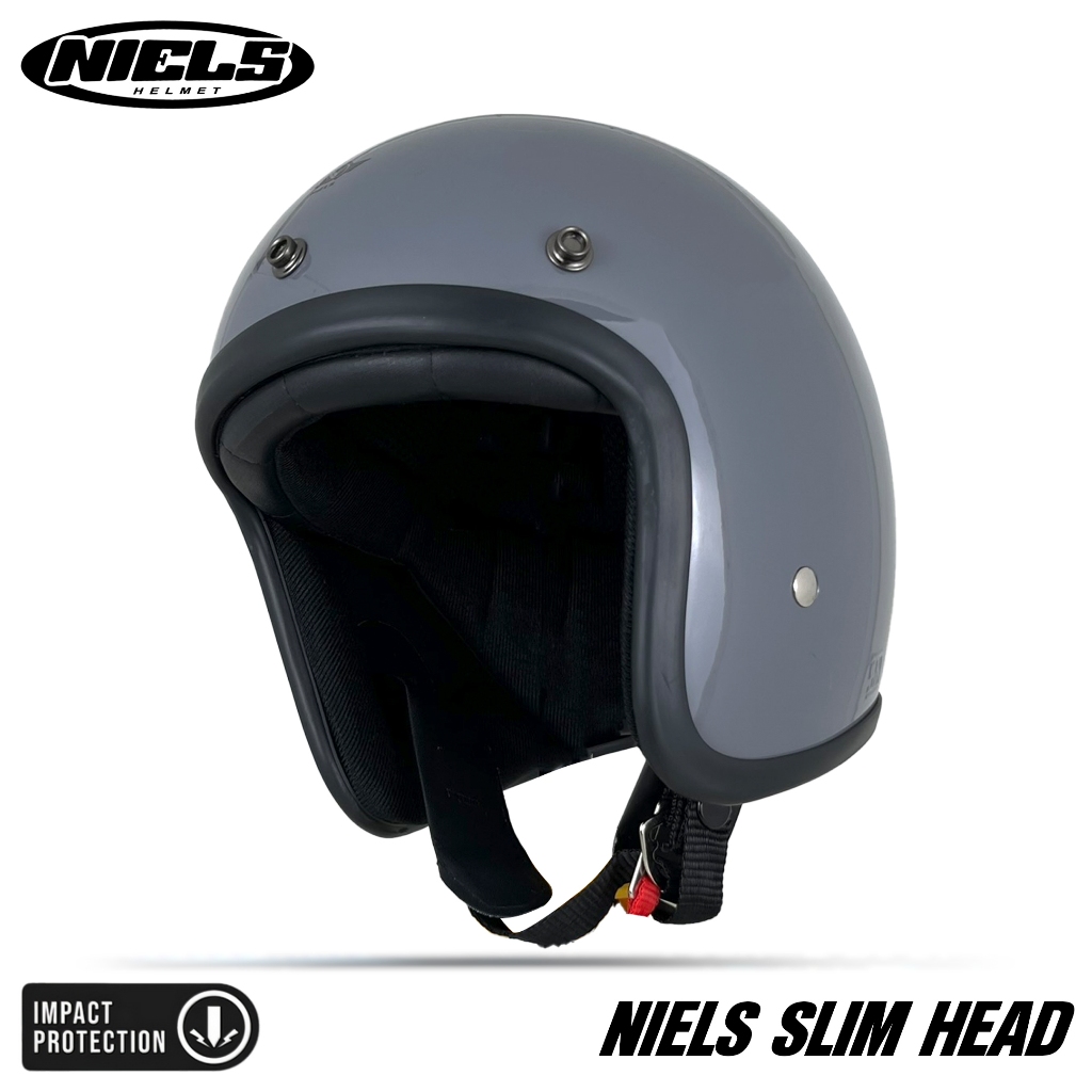 NIELS - Helm Bogo Retro Slim Head TX500 Pet Pendek / Kaca Datar SNI Motorcycle - Gambar 3