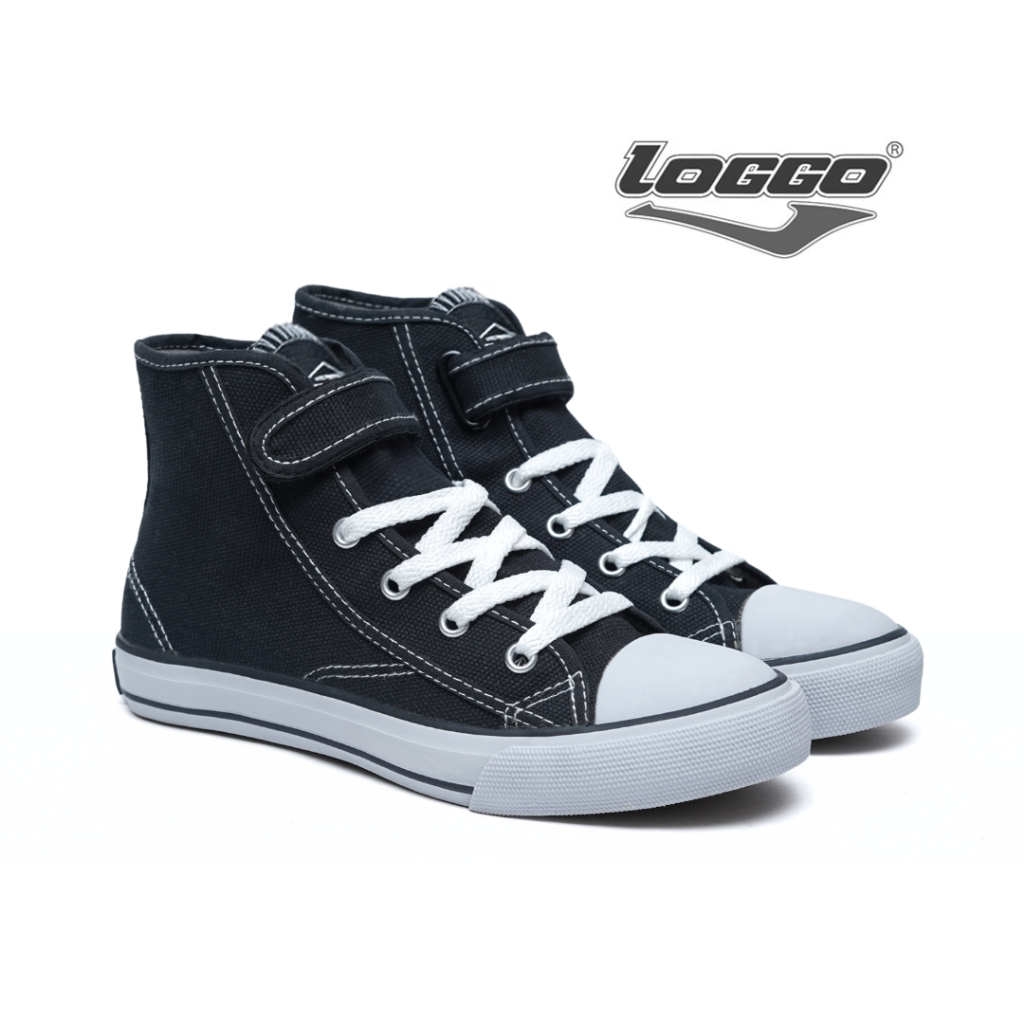 Loggo - Sepatu Komandan Hi Series Hitam Putih - Sneakers Sepatu Kanvas Vulcanized size 33-36 - Gambar 4