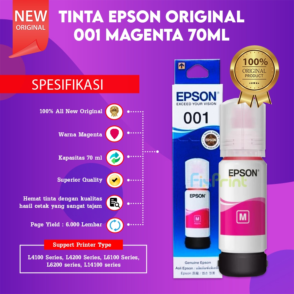 FixPrint Tinta Epson 001 CMYK C13T03Y Printer L6190 L6260 L6270 L6290 L14150 - Gambar 3
