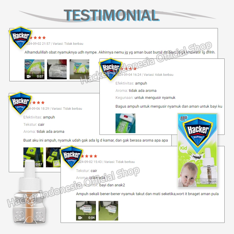 4pcs Refill Obat Nyamuk Elektrik Liquid 40ML Hacker Original - Gambar 3