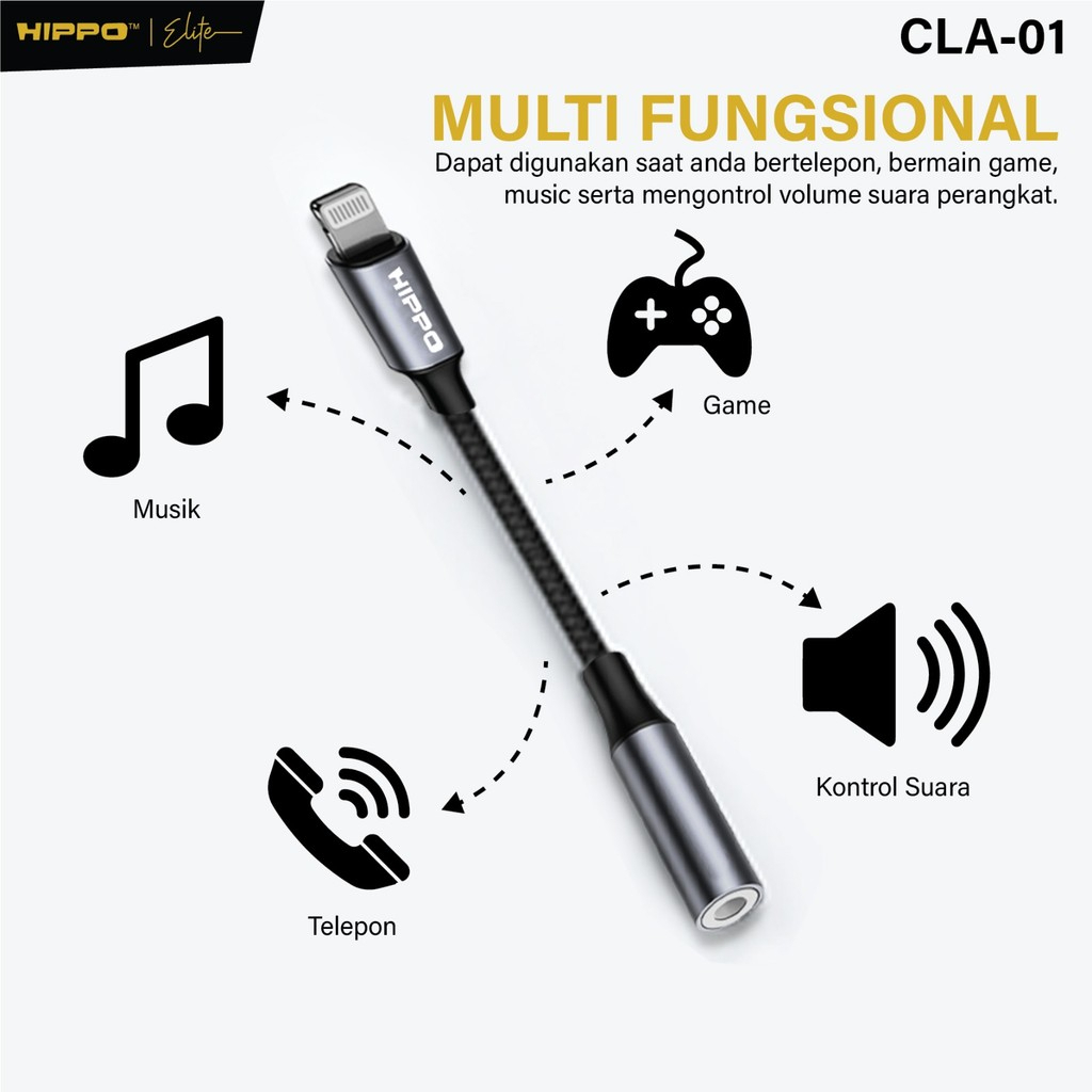 HIPPO Kabel CONVERTER CCA-01 Type C to DC Aux 3.5mm Audio Open Original Adapter - Gambar 2