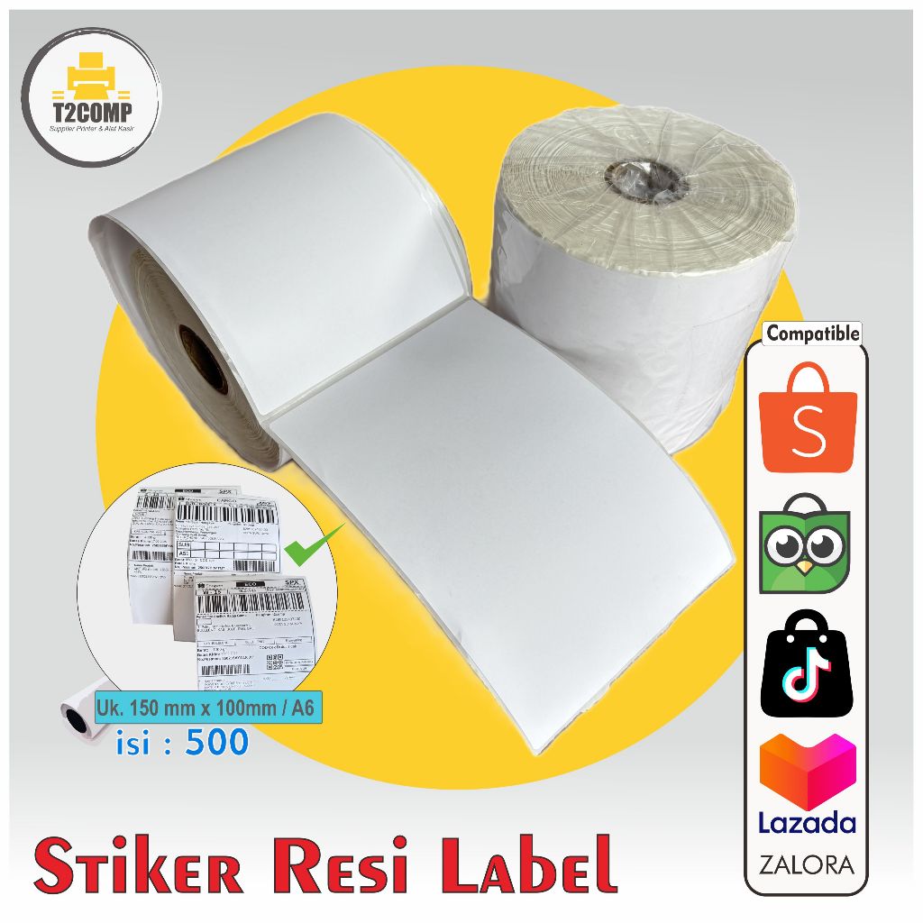 Thermal Barcode Receipt Label Sticker size 100 x 150 | Contents 500 pcs ...