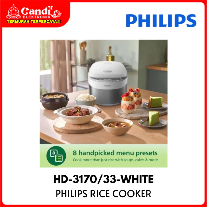 PHILIPS Rice Cooker Mini Digital Kapasitas 0,85 Liter Penanak Nasi Mini HD-3170/33-WHITE - Gambar 4