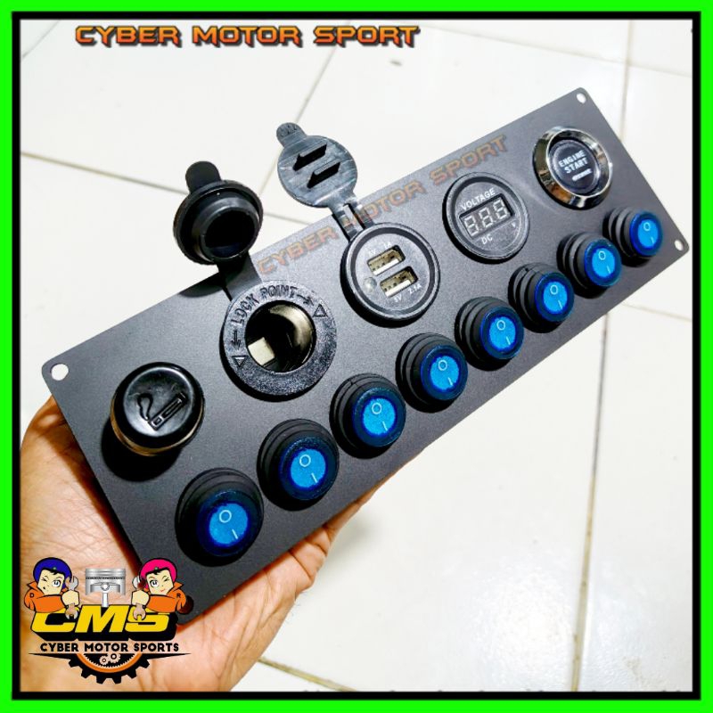 12 volt universal car dashboard panel Interior. rocker switch 8 gang ...