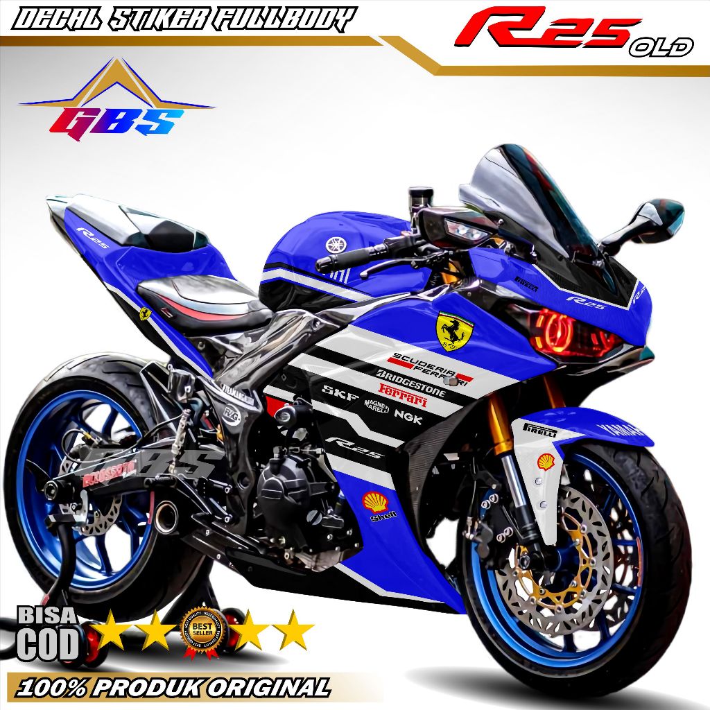 Old R25 Decal Old R25 Motorcycle Decal Sticker Full Body Yamaha R25 ...