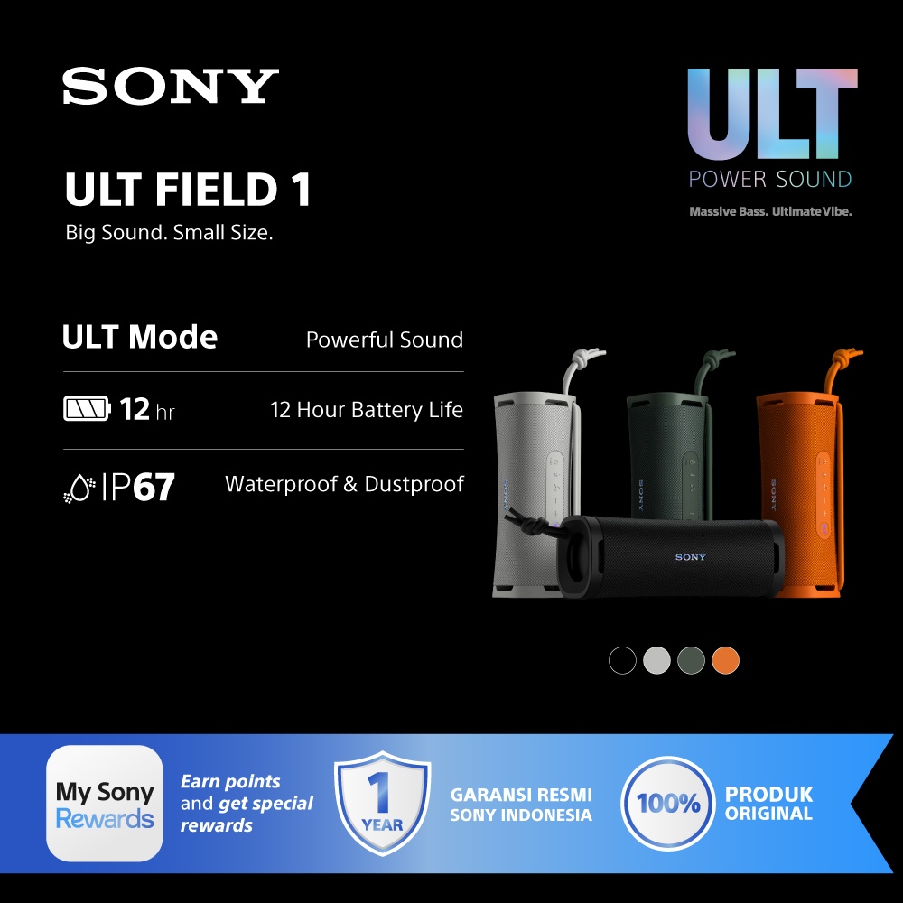 Sony SRS-ULT10 ULT FIELD 1 Wireless Portable Speaker with Portable Design, Echo Cancelling, Battery Life 12h, Shockproof IP67