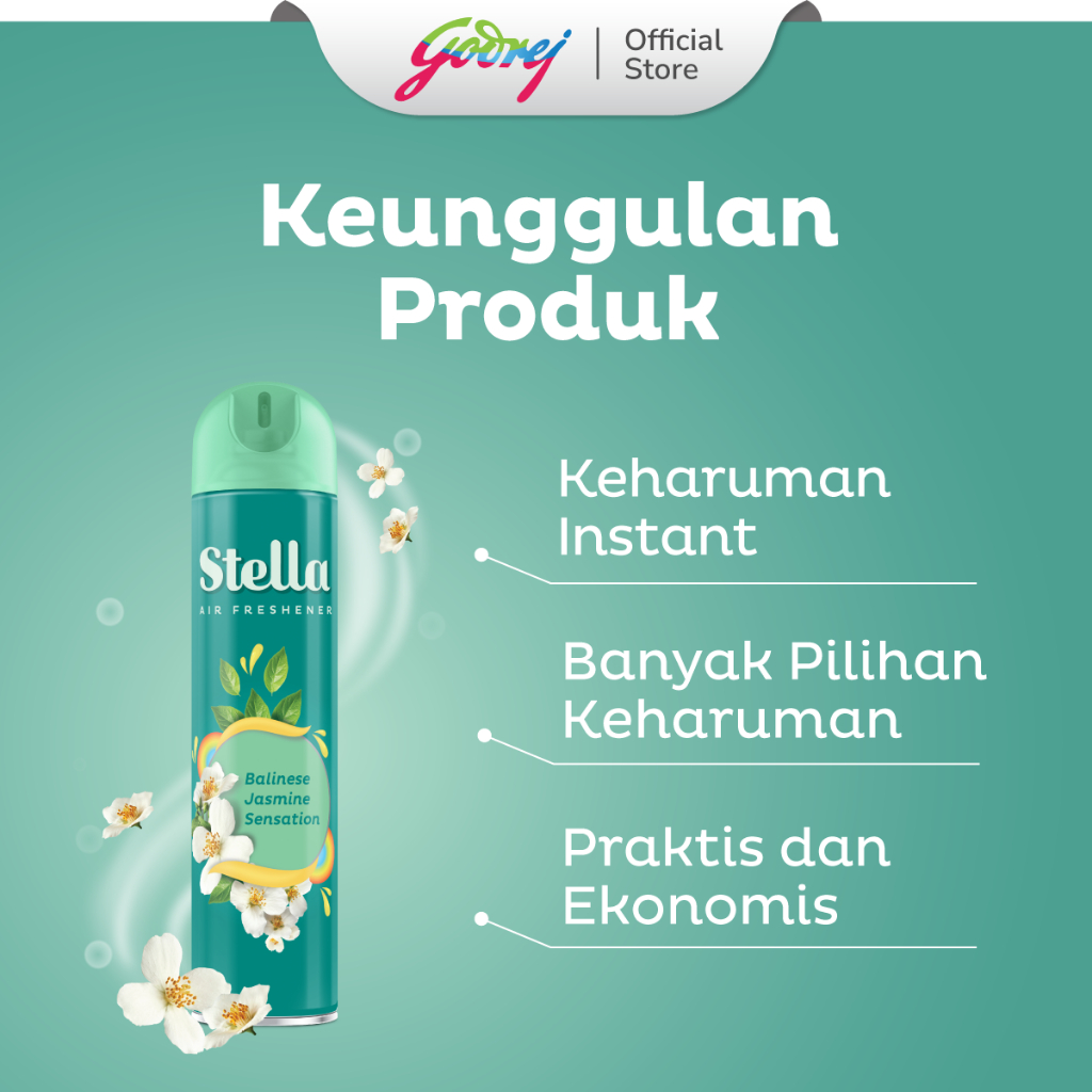 Stella Aerosol Air Freshener Balinese Jasmine Sensation 350ml - Pengharum Ruangan Semprot - Gambar 3
