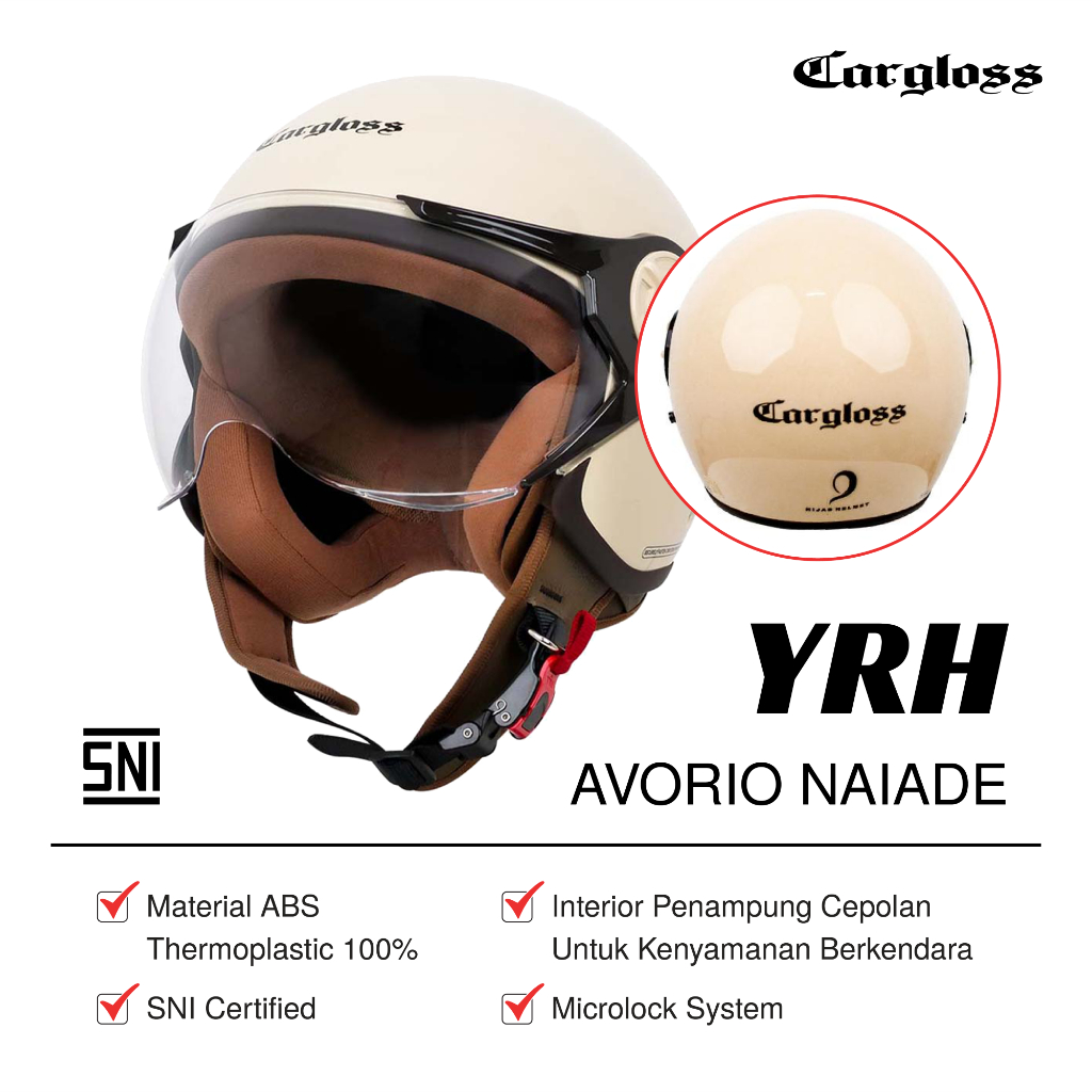 Cargloss YRH Hijab Retro Helm Half Face - Avorio Naiade