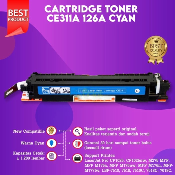 FixPrint Cartridge Toner Compatible Xantri 126A CE310A CE311A CE312A CE313A Kompatible Dengan HP Printer CP1025 M177fw 126A, 130A, Canon 329, Canon 729