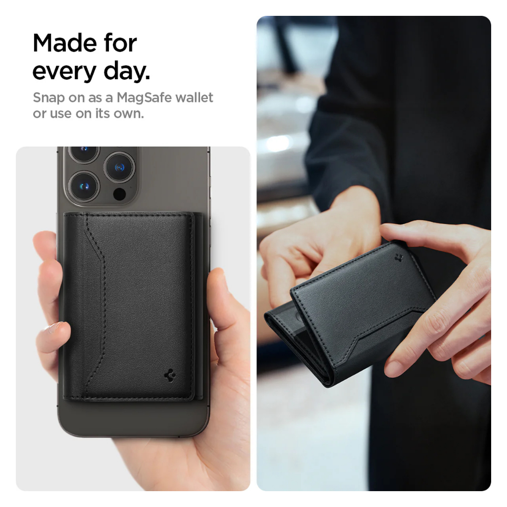Card Holder Magnetic Spigen Valentinus MagFit Magsafe Leather Wallet Dompet Kartu Kulit - Gambar 2