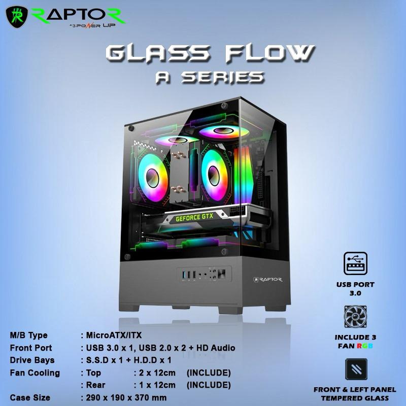 PC Gaming/Computer Casing Raptor Glass Flow A Series M-ATX / ITX ...