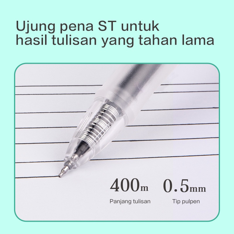 Deli Gel Pen / Pulpen Gel 0.5mm Tinta Hitam / Merah Isi 1 pcs Cepat Kering Tinta Banyak S08-E - Gambar 4