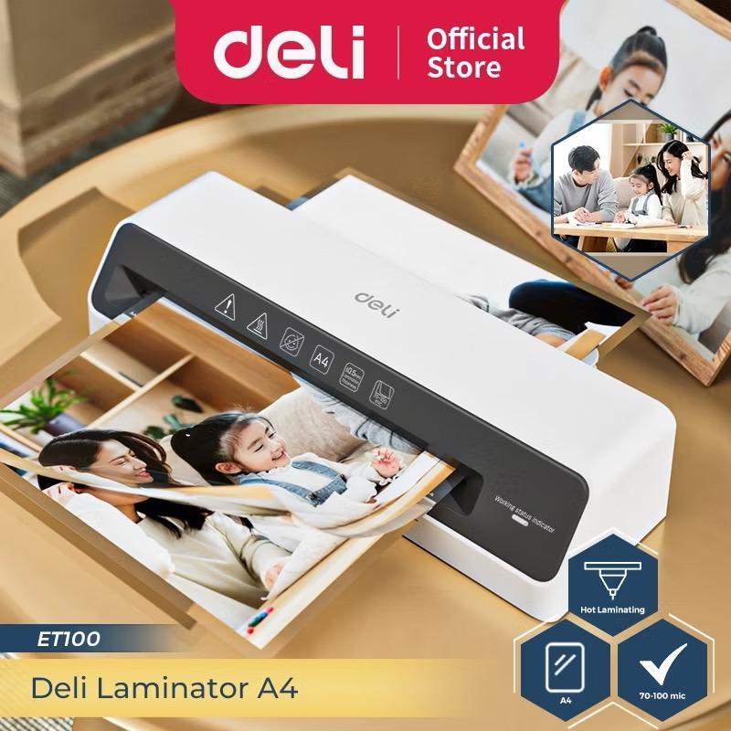 Deli Mesin Laminating A4 70-100 Mic Laminasi Foto Dokumen Laminator ET100