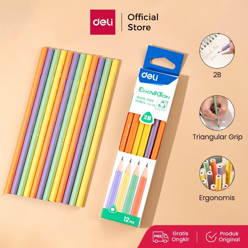 Deli 2B Pencil / Pensil 2B Design Elegan Nyaman Di Genggam EC41-2B