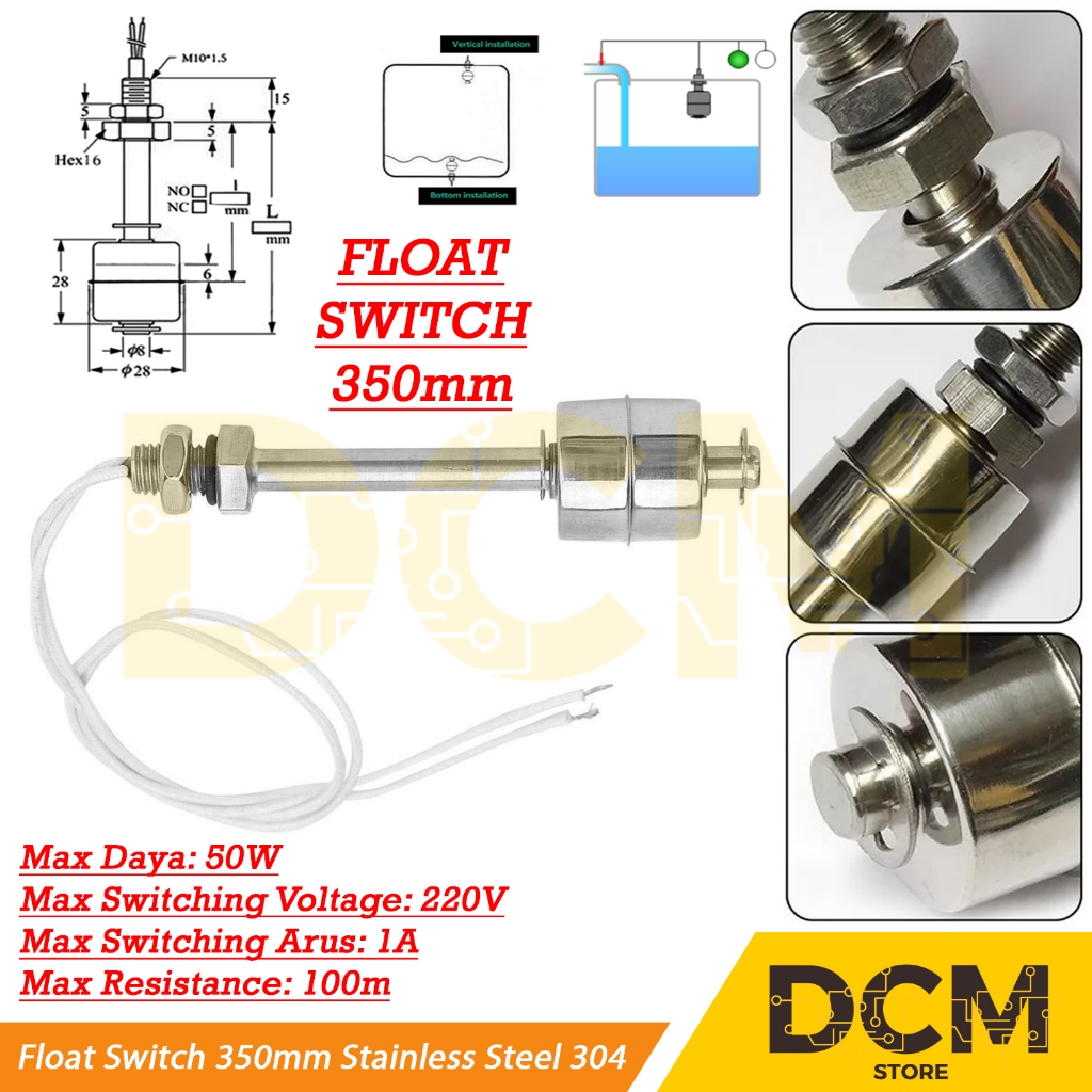 Double Float Switch Dual Balls Stainless SUS Water Level Sensor 350mm ...