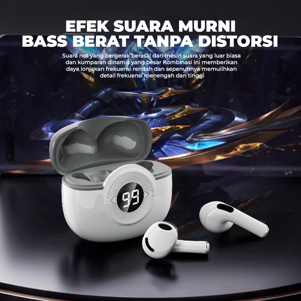 Matei COD Headset Bluetooth TWS K54 Wireless Earphones Bluetooth 5.4 In Ear HIFI Mini Waterproof Sports Music Earbuds - Gambar 4