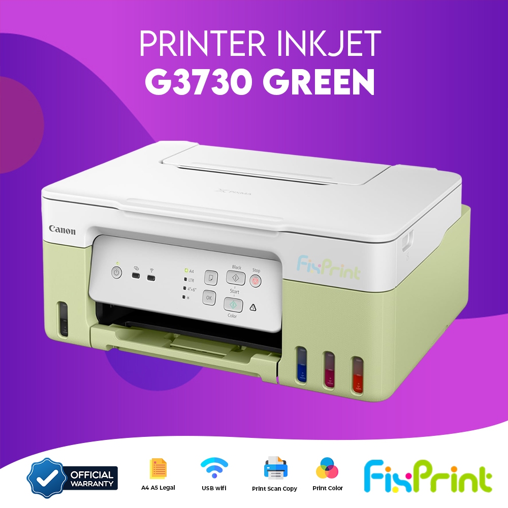 FixPrint Printer CANON PIXMA G3730 Black / Green All in One - Print Scan Copy & Wireless / G2010 G3010 G2730 All In One Series Garansi New - Gambar 2