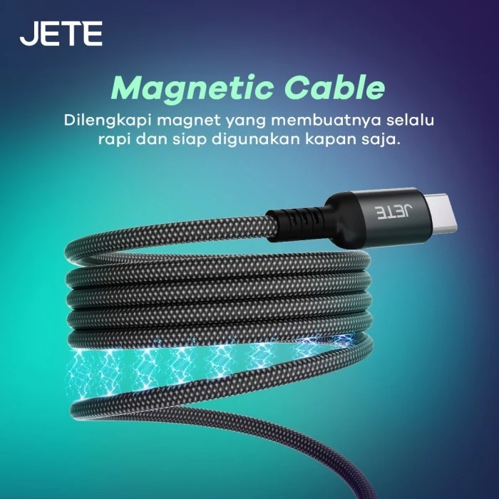 Kabel Data JETE CX18 Type C to Type C 100W Magnetic Self Winding Super Fast Charging- Garansi 2th - Gambar 2