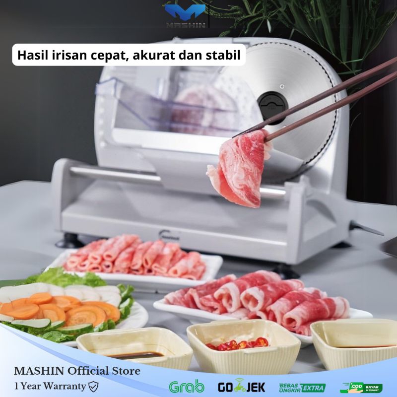 Mashin - Mesin Pengiris Daging Elektrik Daging Beku BBQ Cepat Akurat Meat Slicer Automatic - Gambar 2