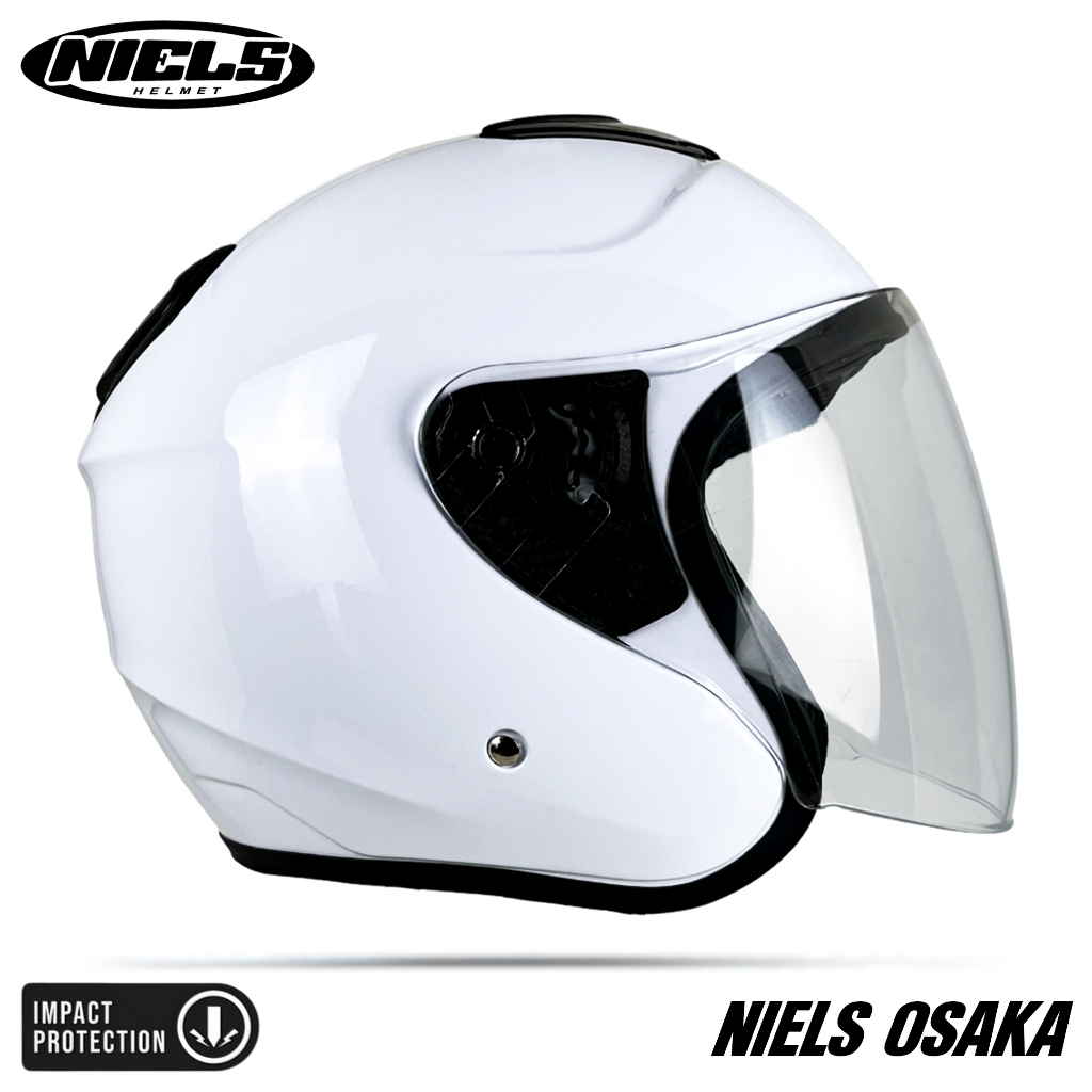 NIELS - Helm Half Face Osaka Visor Bening Dewasa SNI Motorcycle