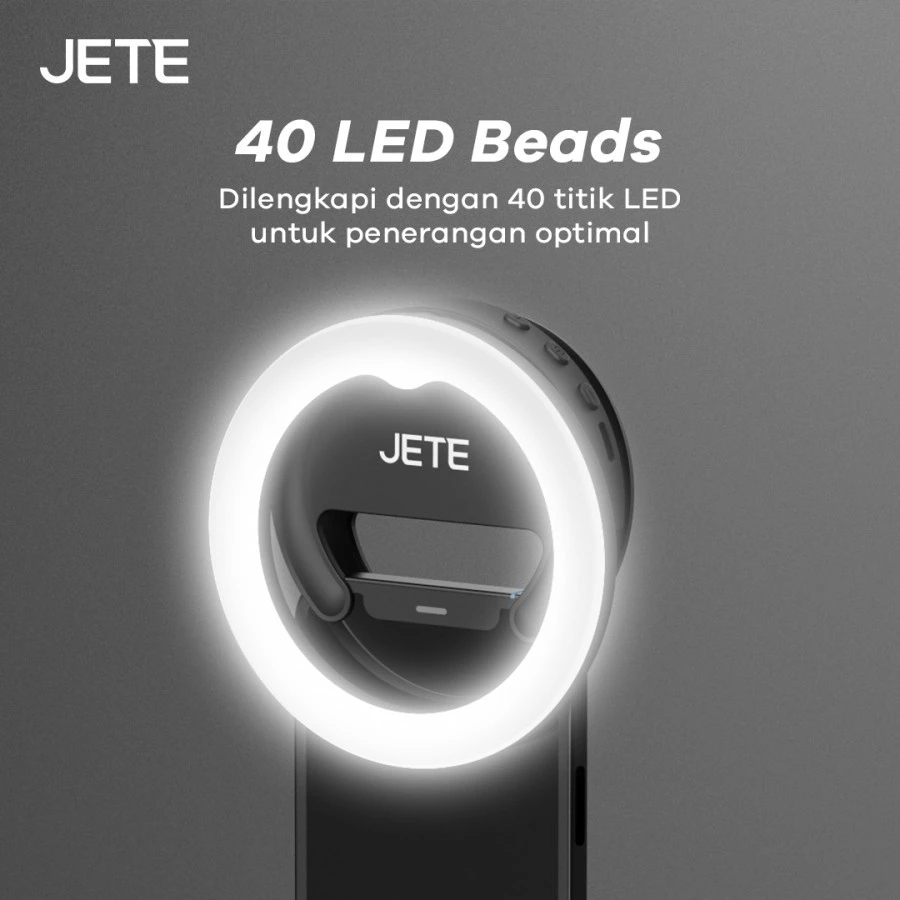 JETE RL1 Ring Light Selfie for Smartphone HP LED Rechargeable Clip On with 3 Light Mode Garansi 2th - Gambar 2