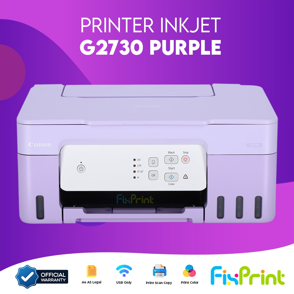 Printer InkTank Pixma Canon G2010 / G2730 Black Purple / G2770 All In One Print Scan Copy Multifunctions Ink Tank G2010 G2770 G2730 AIO Multifungsi A4 Bergaransi Resmi / Canon Printer G1010 / G1020 A4 Color Inkjet / E470 WiFi - Gambar 2