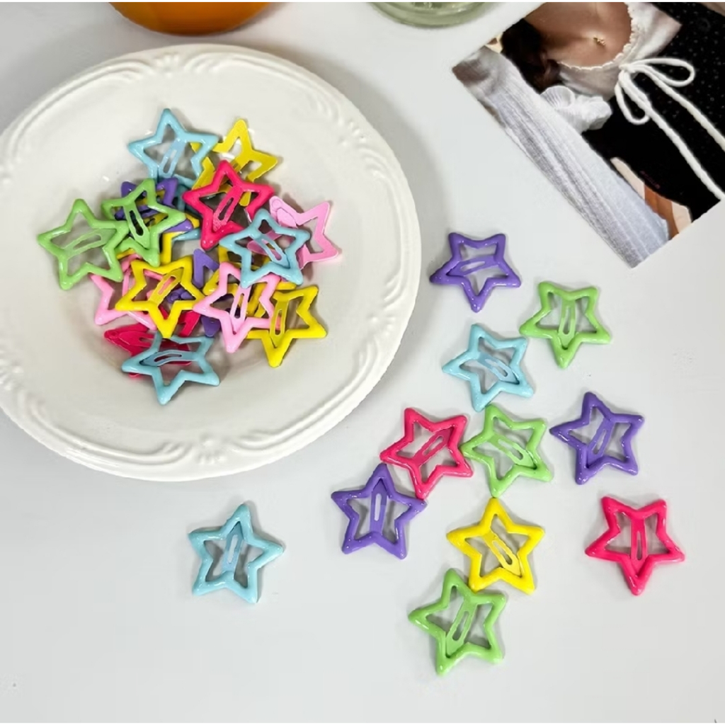 1PCS Jepit Rambut Warna Motif Bintang Aksesoris Hair Jepitan Anak Style Korea Hair Pin Bentuk Star Clips A095 - Gambar 3